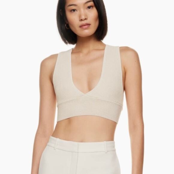 Aritzia Tops - Aritzia Babaton Sculpt Knit Deep V-neck Tank Crop Top
